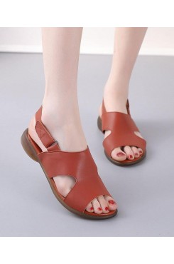 Orange Walking Sandals Genuine Leather Casual  Water Sandals