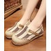 Blue Striped Cotton Fabric Flats Splicing Flat Shoes For Women