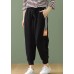 Casual side striped lace-up plus size cropped harem pants