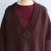 Plus size whiter cotton sweaters burgundy casual loose long knit pullover