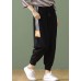 Casual side striped lace-up plus size cropped harem pants