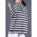 Italian hooded cotton top silhouette Outfits black white striped shirt summer
